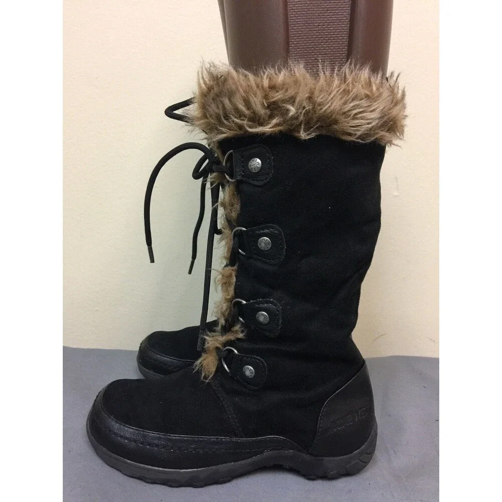 NINE WEST - Girl's Daphne Winter lace up Boots Shoes - Black - Size 13M
